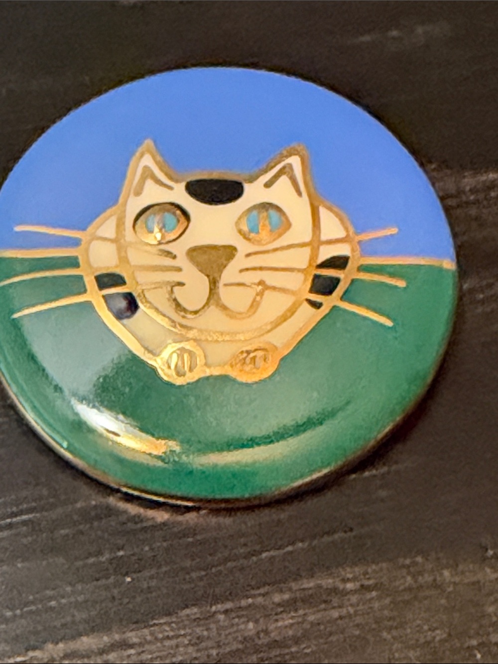 Enamel Cat Pin - Blue and Green Cute Cat Badge